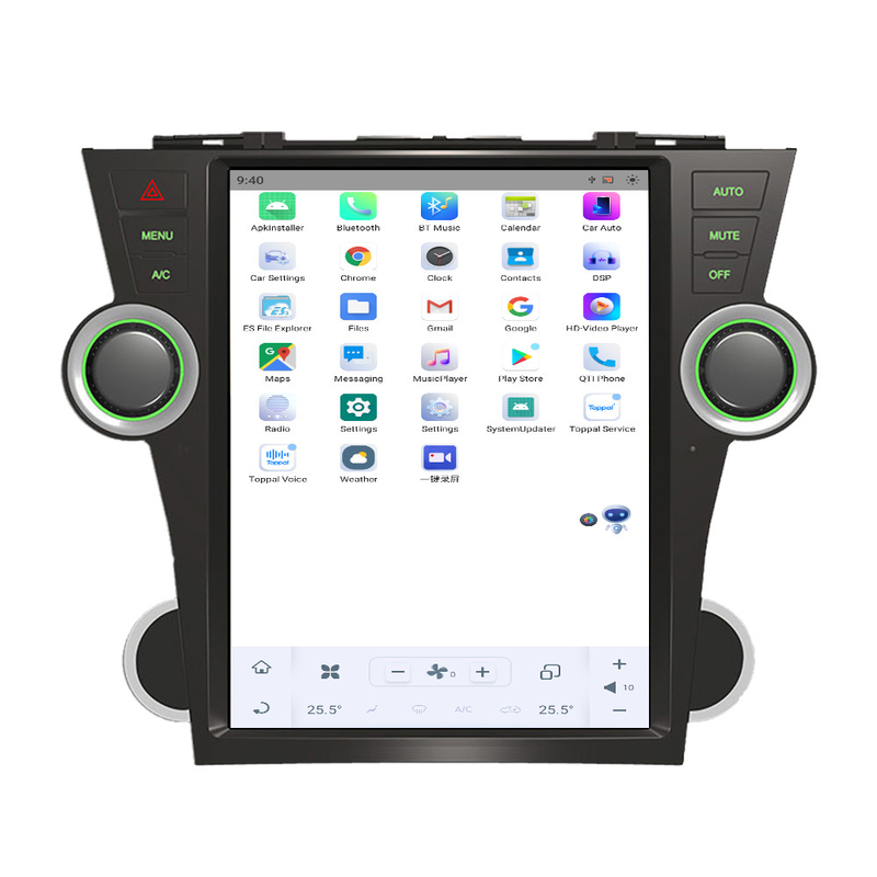 도요타 하이랜더 2009-2013을 위한 12 인치 퀘일컴 자동차 안드로이드 머리 유닛 테슬라 방식 Android11